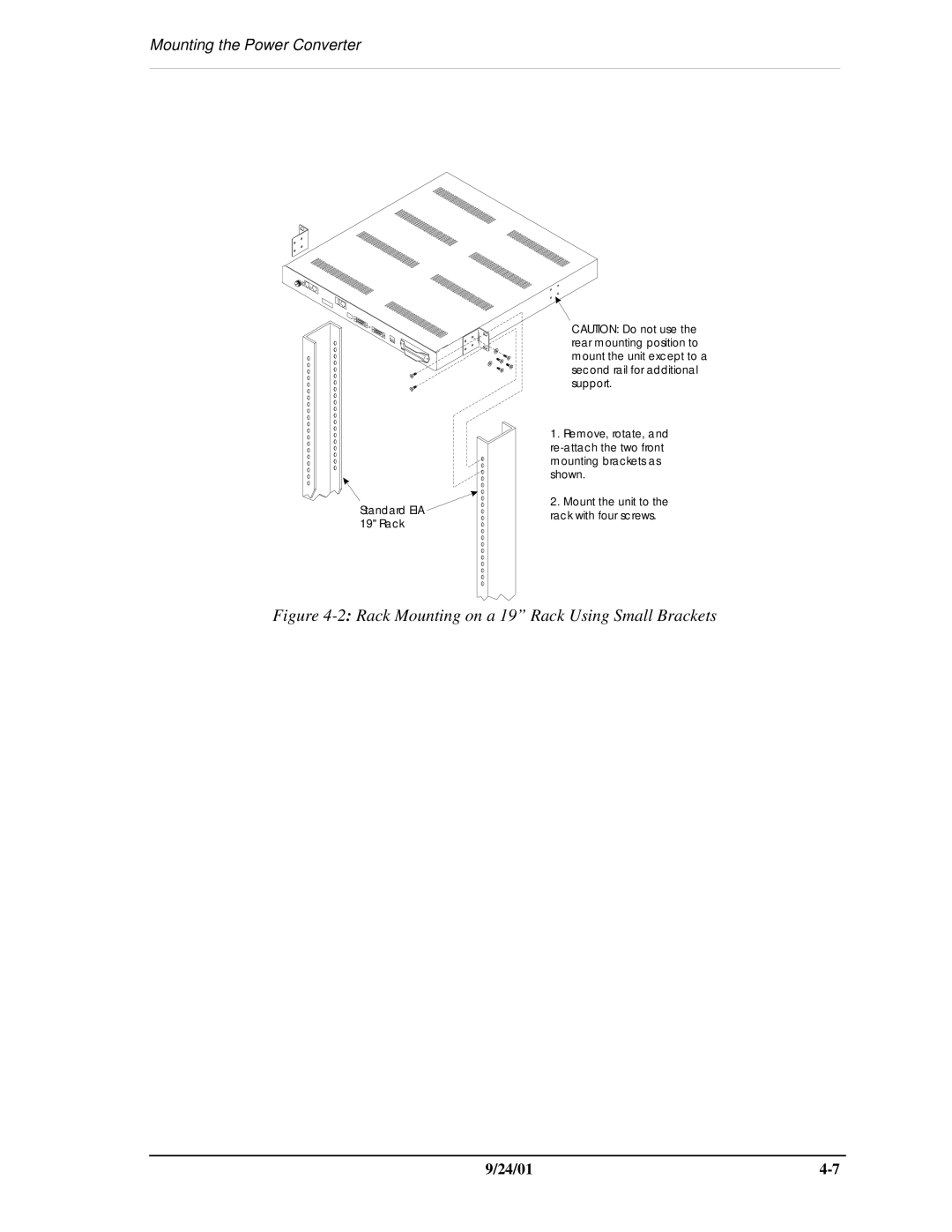 Carrier Access SNMP manual 2Rack Mounting on a 19 Rack Using Small Brackets 