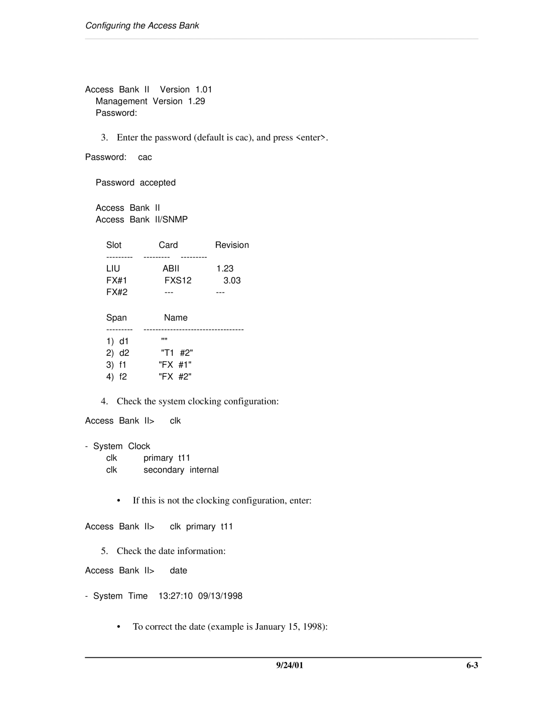 Carrier Access SNMP manual Check the system clocking configuration 