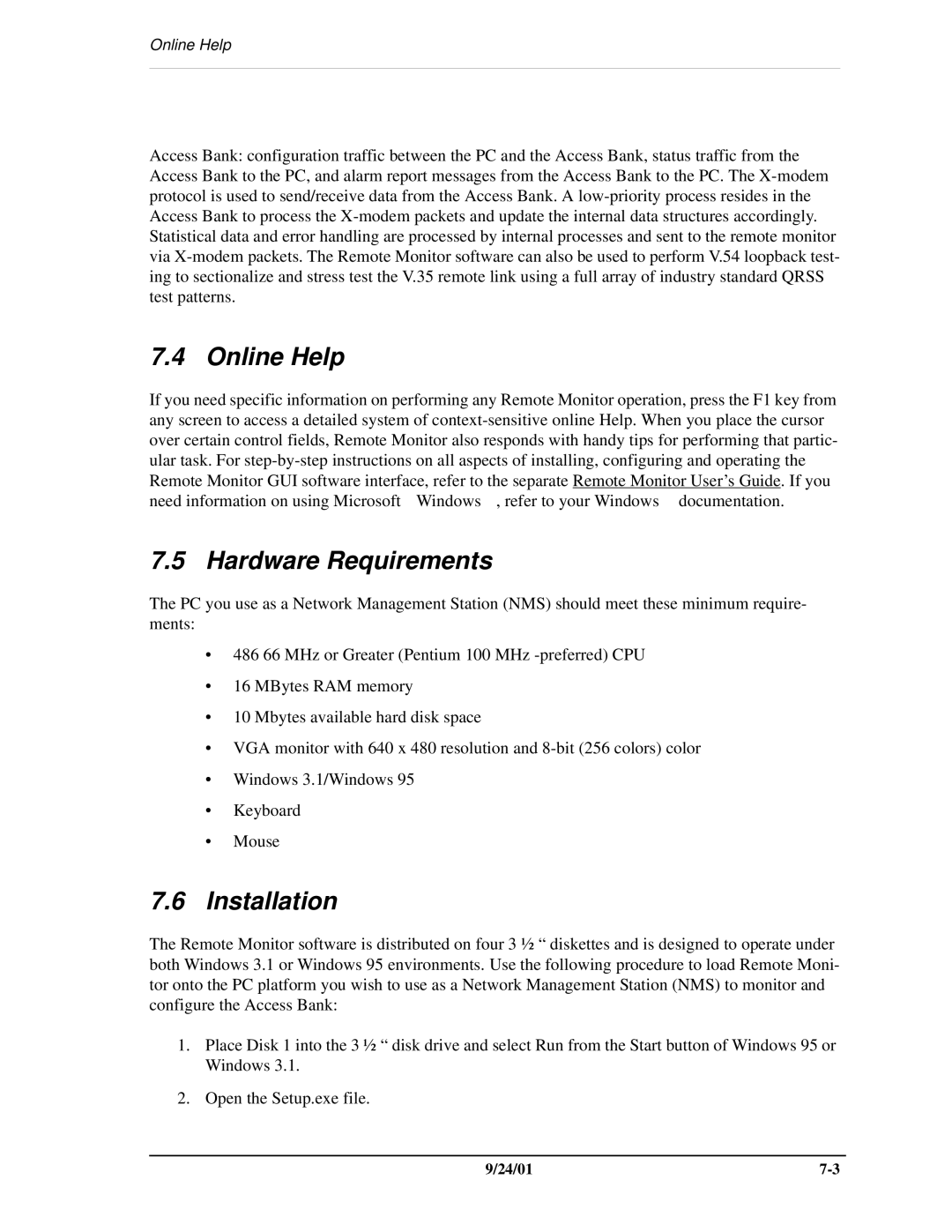 Carrier Access SNMP manual Online Help, Hardware Requirements 