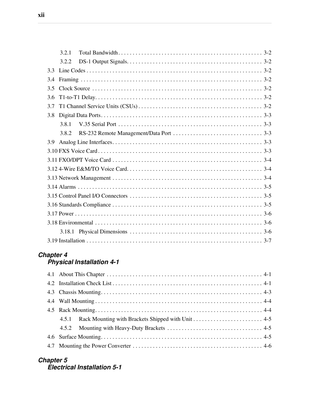 Carrier Access SNMP manual Chapter Physical Installation, Chapter Electrical Installation 