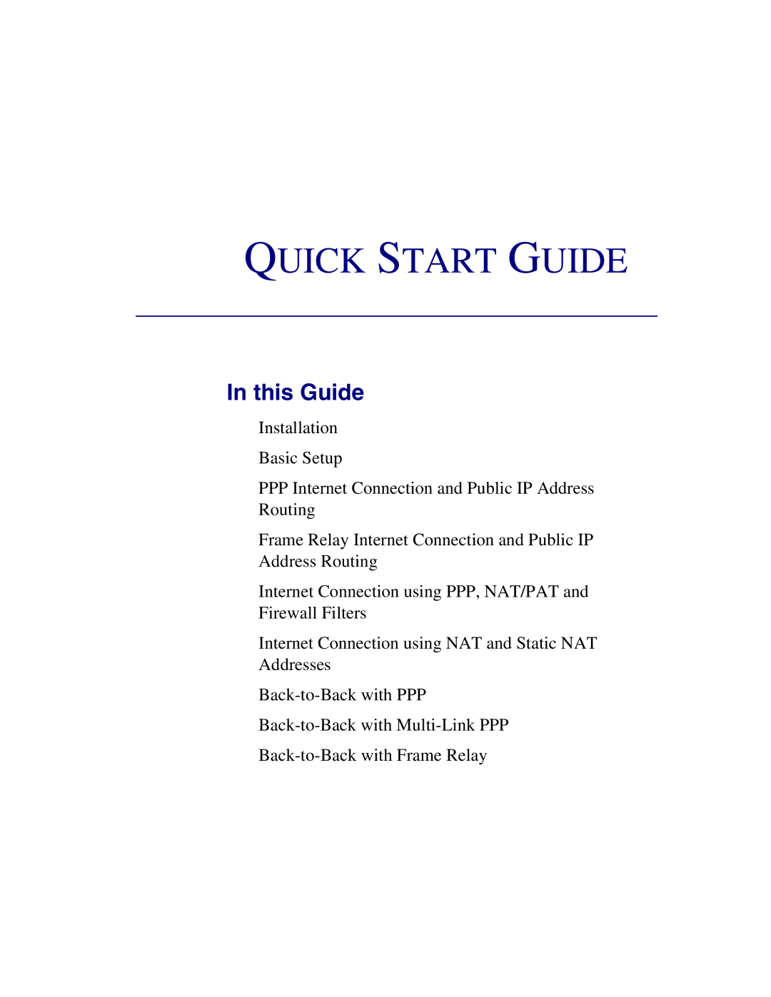 Carrier Access Terminal Server Router quick start Quick Start Guide 