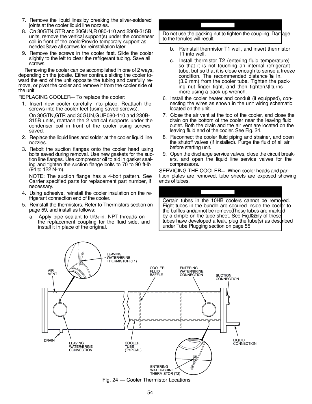 Carrier Air Conditioner specifications Cooler Thermistor Locations 