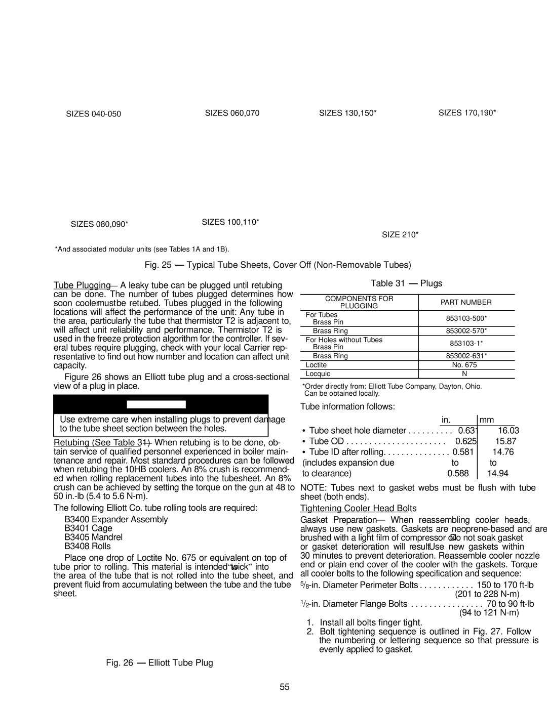 Carrier Air Conditioner specifications Plugs, Components for Part Number Plugging 