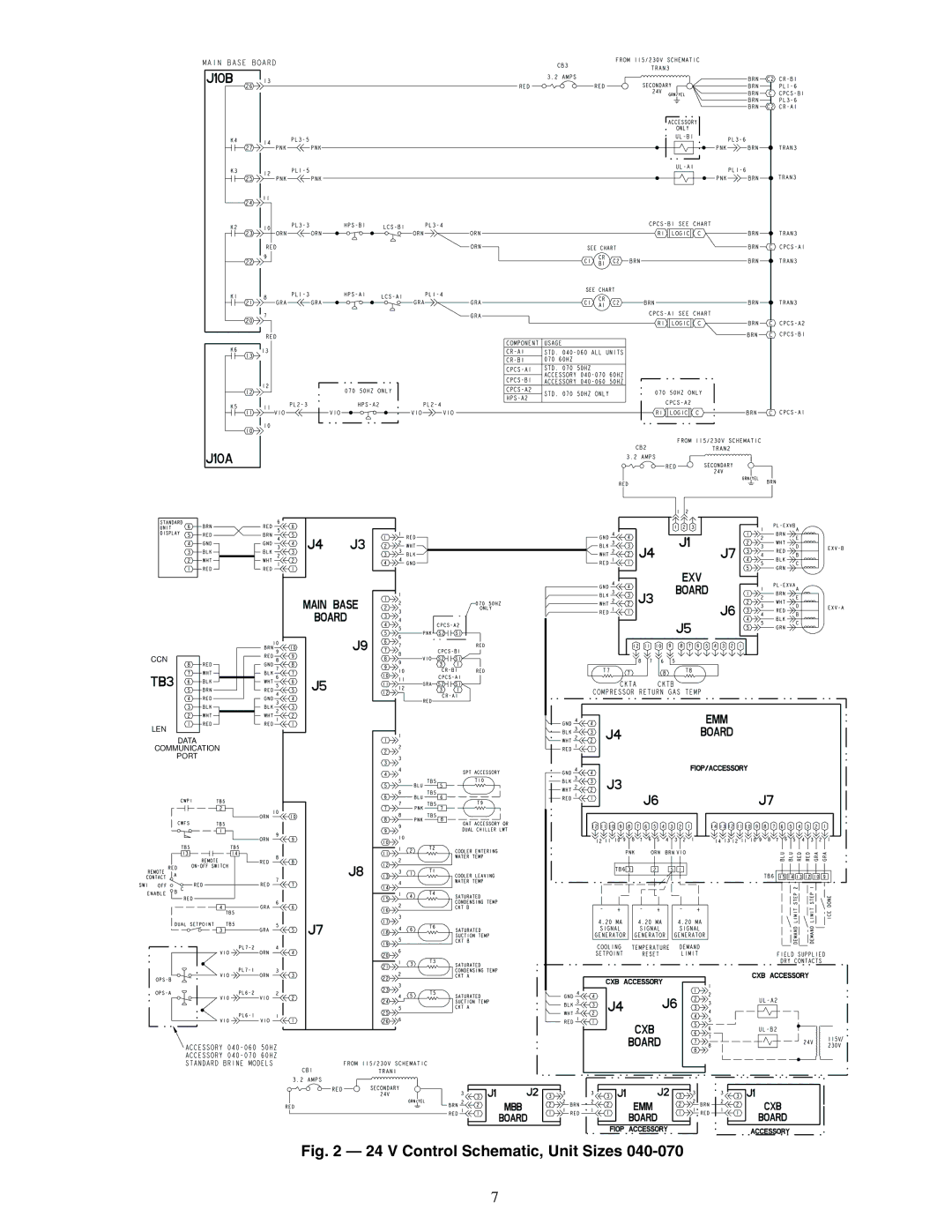 Carrier Air Conditioner specifications V Control Schematic, Unit Sizes 