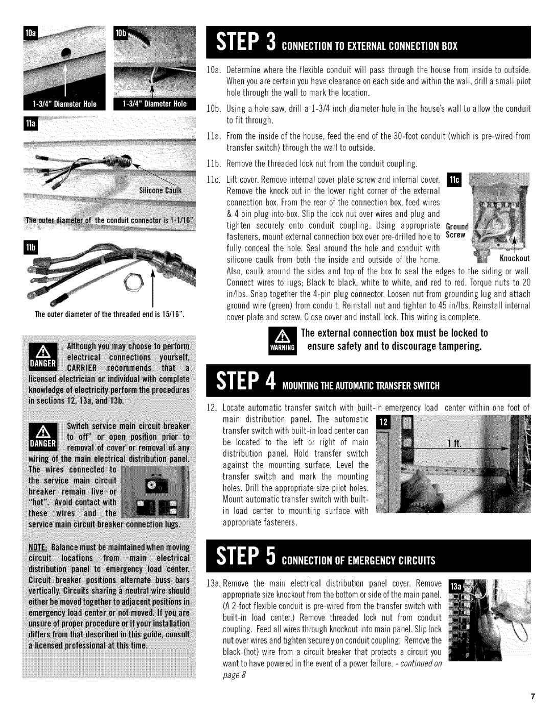 Carrier ASPB07-1SI owner manual Screw, Knockout 