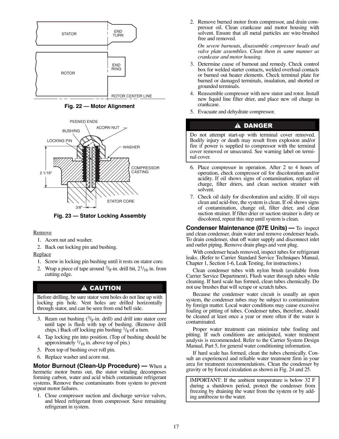 Carrier Compressor and Condensing Unit specifications Motor Alignment 