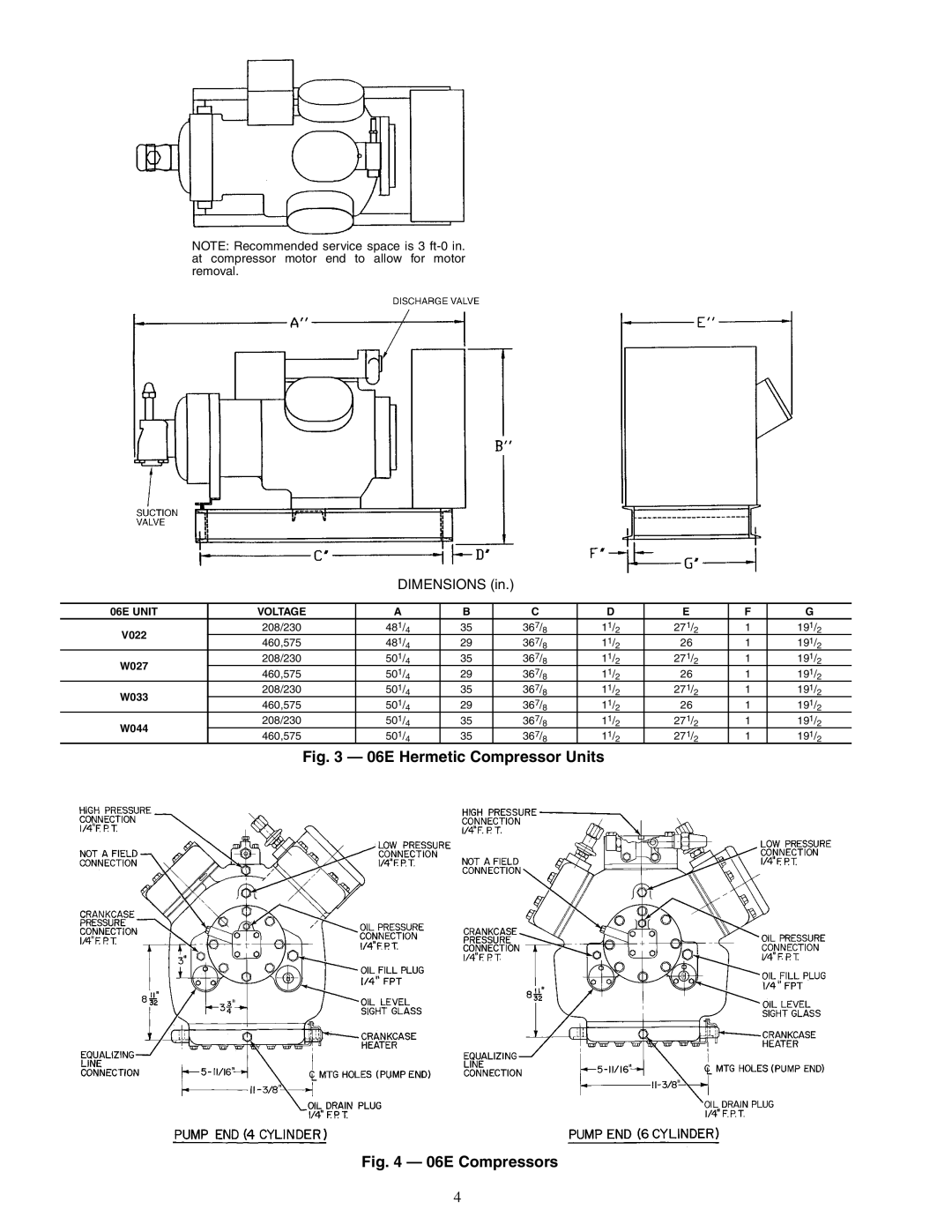 Carrier Compressor and Condensing Unit specifications 06E Hermetic Compressor Units 