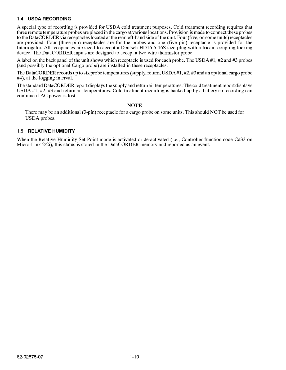 Carrier Container Refrigeration Unit manual Usda Recording 