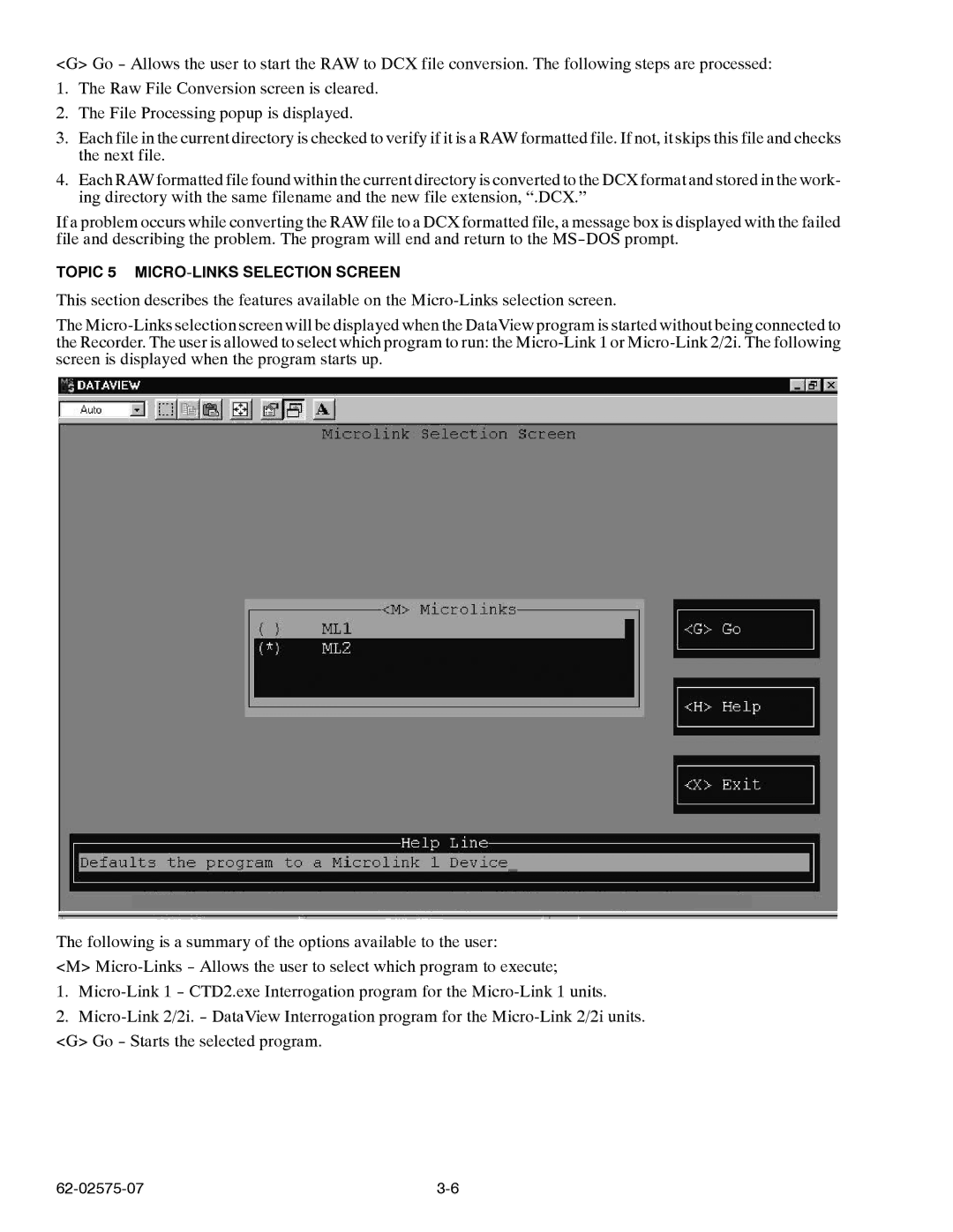 Carrier Container Refrigeration Unit manual Topic 5 MICRO-LINKS Selection Screen 