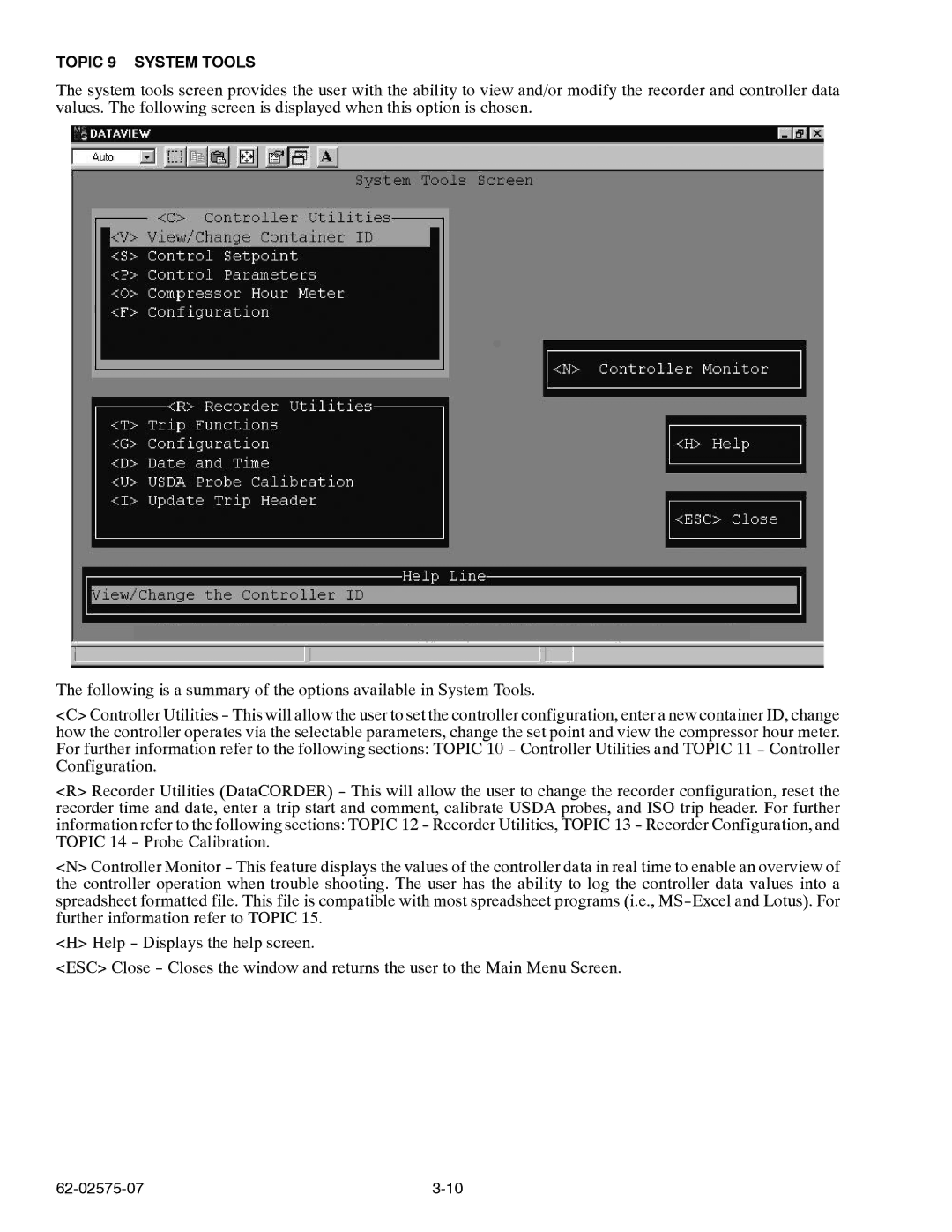 Carrier Container Refrigeration Unit manual Topic 9 System Tools 