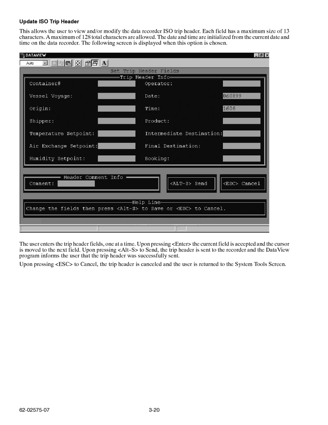 Carrier Container Refrigeration Unit manual Update ISO Trip Header 