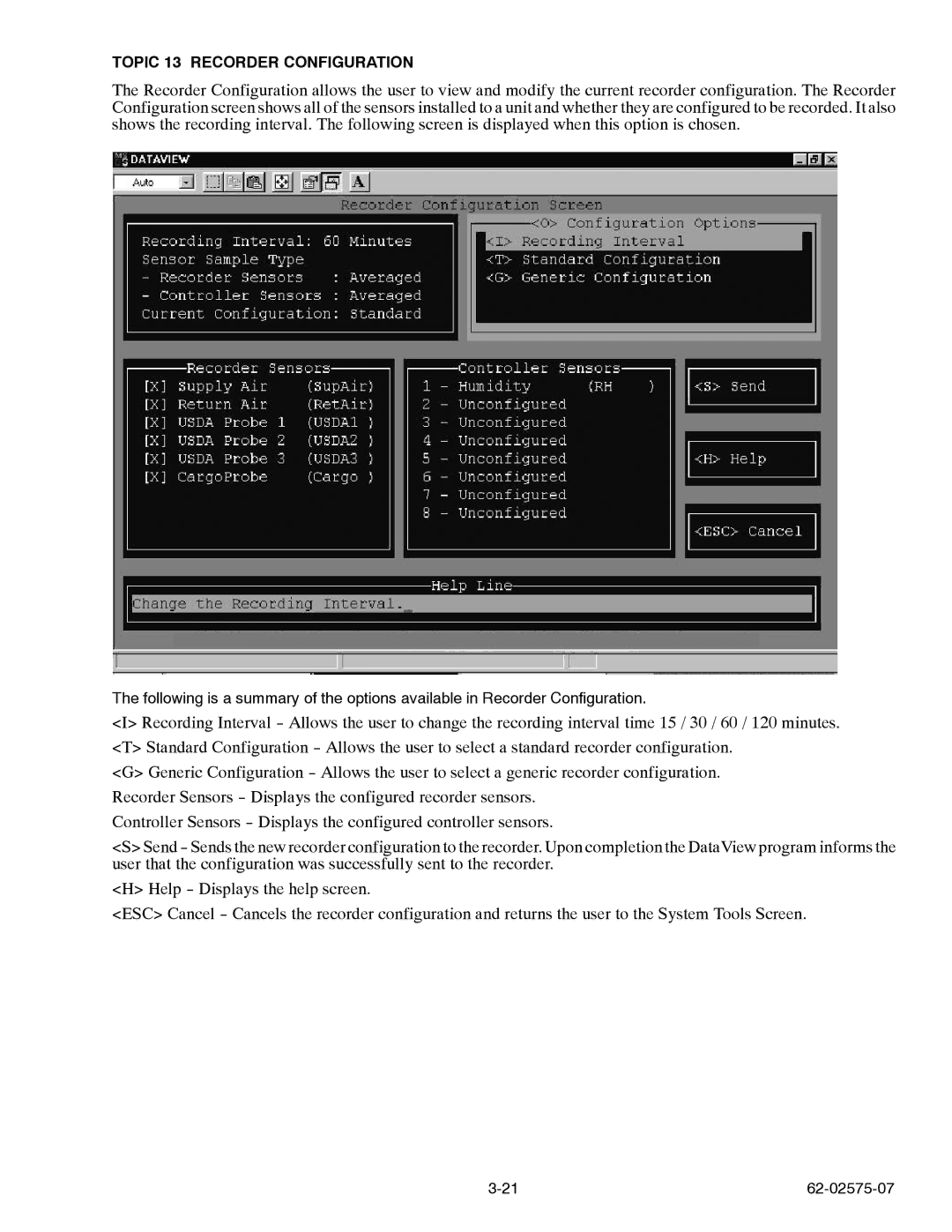 Carrier Container Refrigeration Unit manual Topic 13 Recorder Configuration 