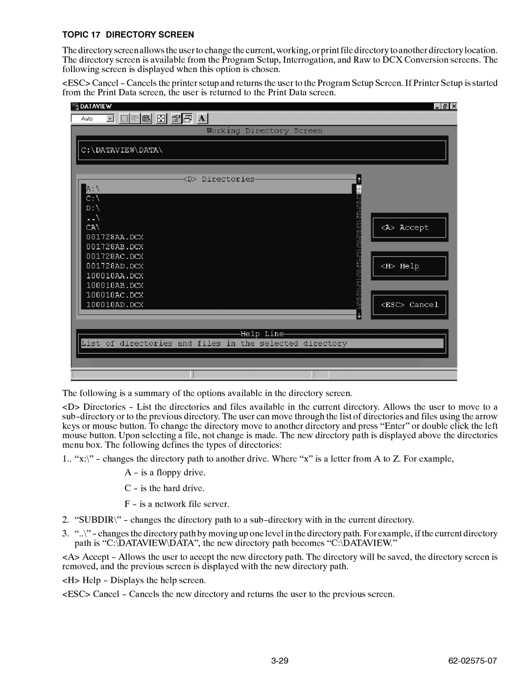 Carrier Container Refrigeration Unit manual Topic 17 Directory Screen 