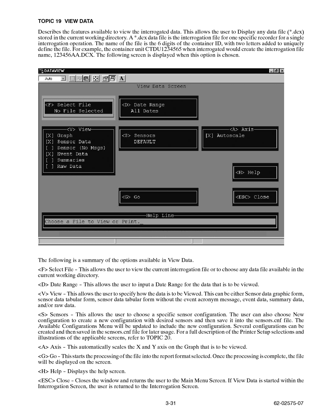 Carrier Container Refrigeration Unit manual Topic 19 View Data 