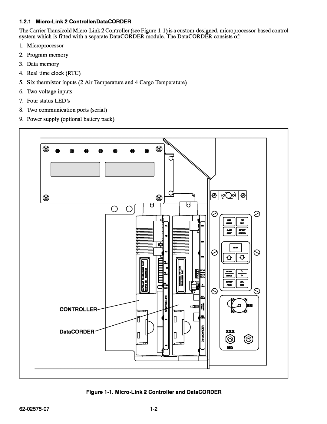 Carrier Container Refrigeration Unit manual Microprocessor 2. Program memory 3. Data memory 