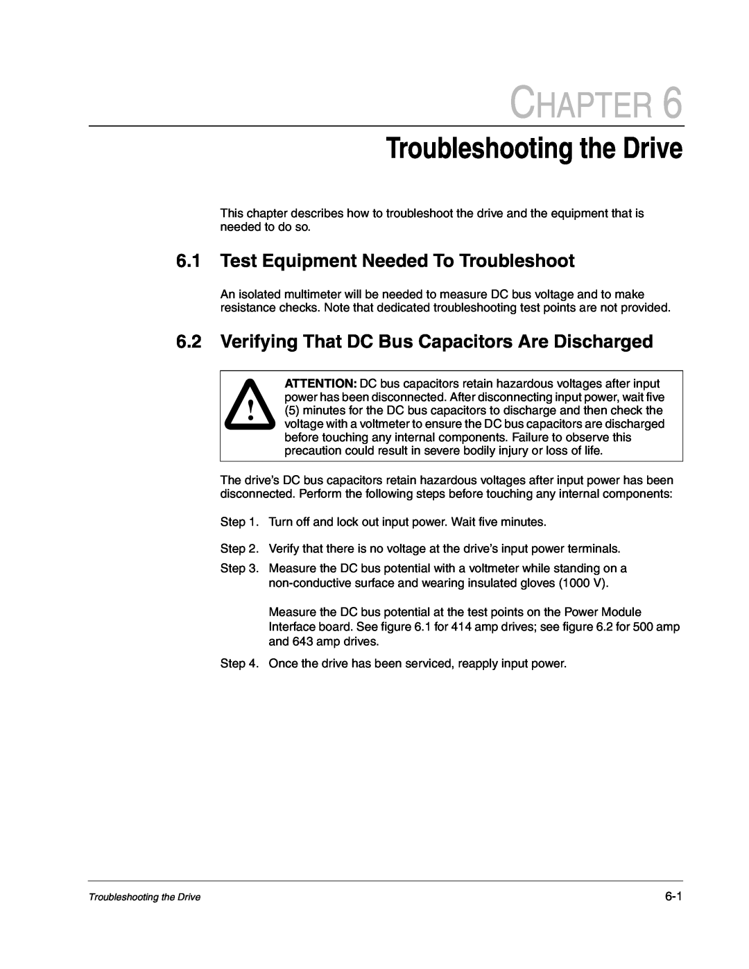 Carrier D2-3466-2 instruction manual Troubleshooting the Drive, Test Equipment Needed To Troubleshoot, Chapter 
