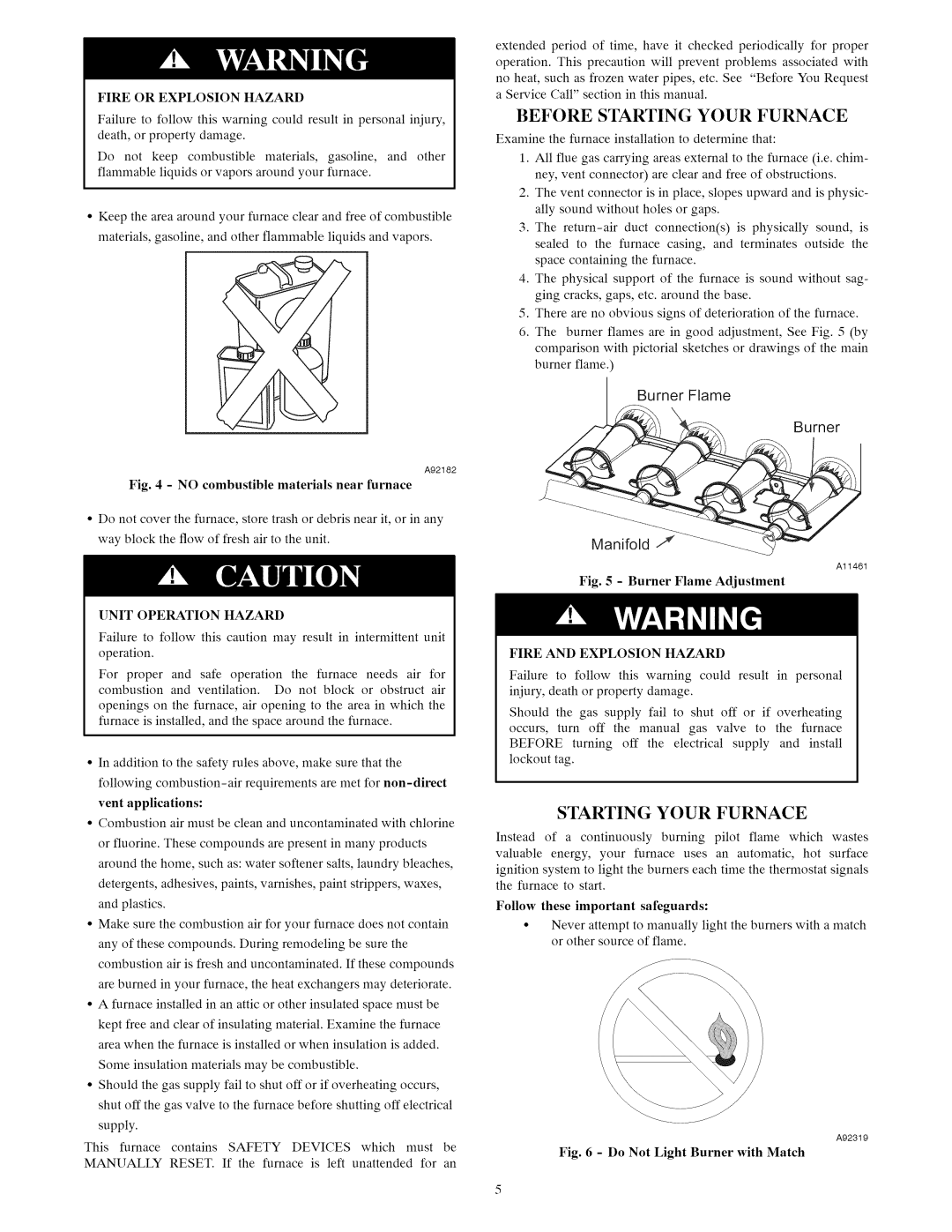 Carrier owner manual Before Starting Your Furnace 