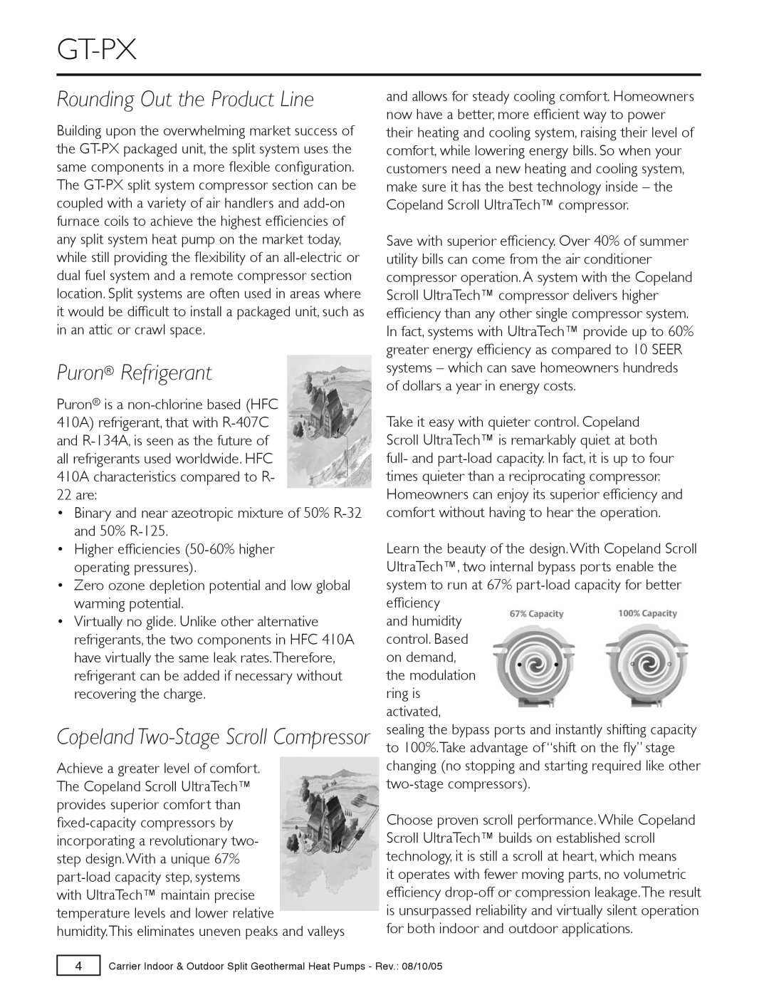 Carrier GT-S, GT-PX, GT-G specifications Rounding Out the Product Line, Puron Refrigerant 