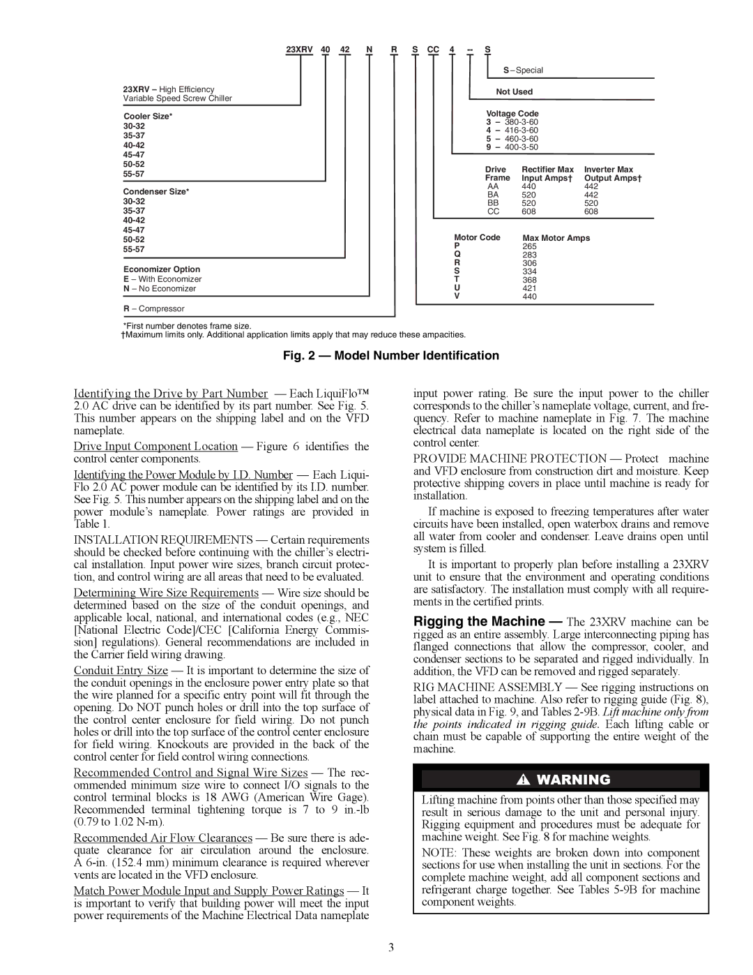 Carrier HFC-134A installation instructions Model Number Identification 