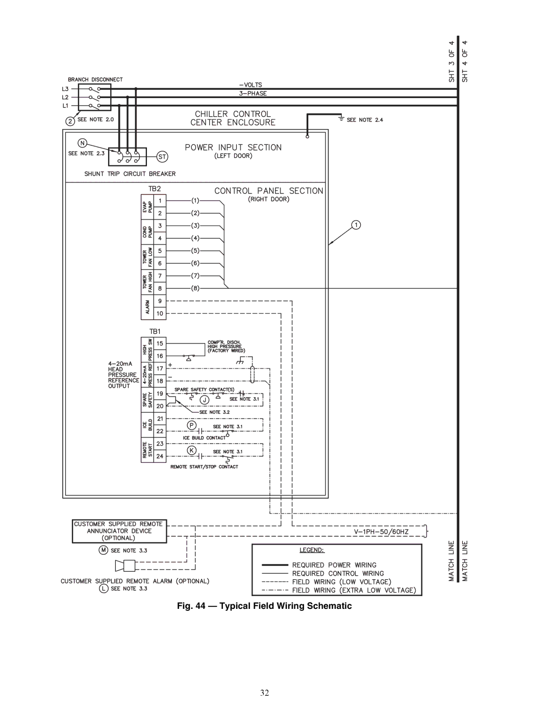 Carrier HFC-134A installation instructions Typical Field Wiring Schematic, A23-1585 