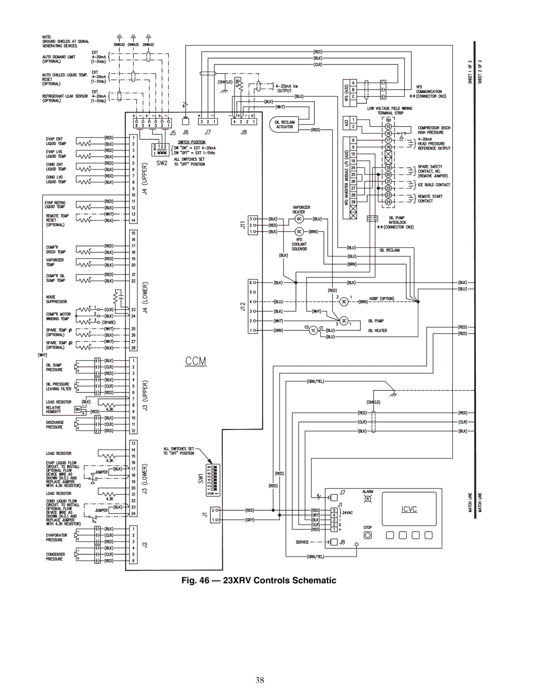 Carrier HFC-134A installation instructions 23XRV Controls Schematic, A23-1588 