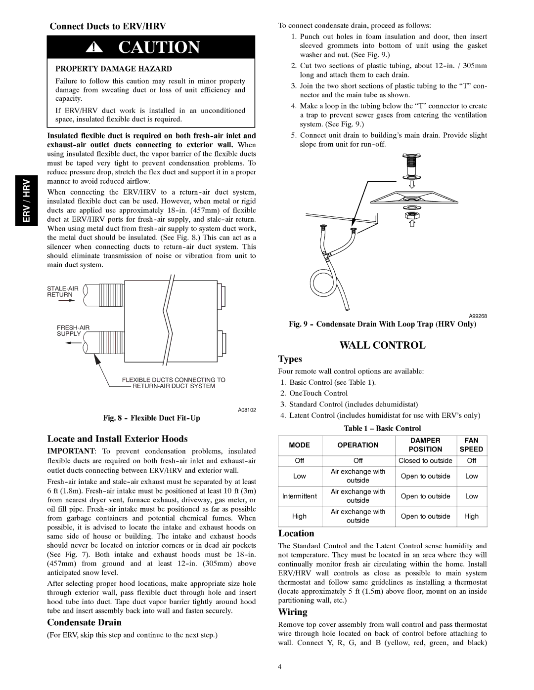 Carrier HRVCCSVB1100, ERVCCSHB1100, HRVCCSHB1100, ERVCCSVB1100 installation instructions Wall Control 