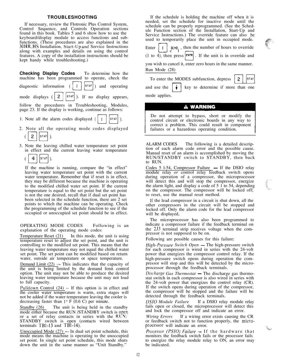 Carrier HS070-160 manual Troubleshooting 