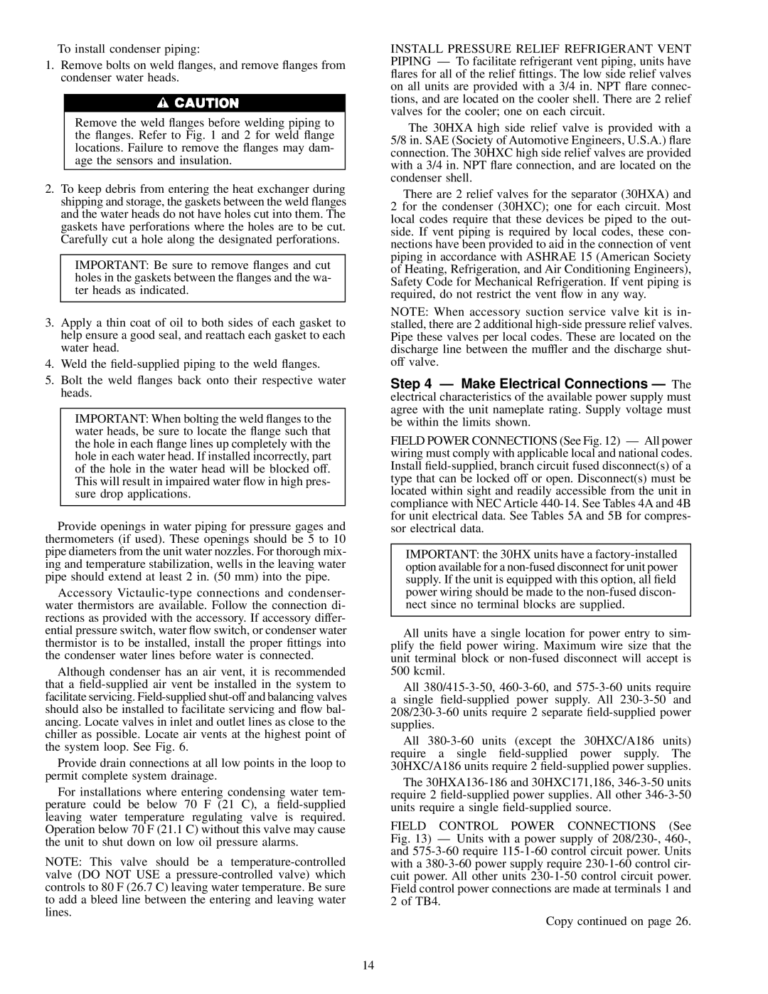 Carrier HXC076-186, 30HXA installation instructions 