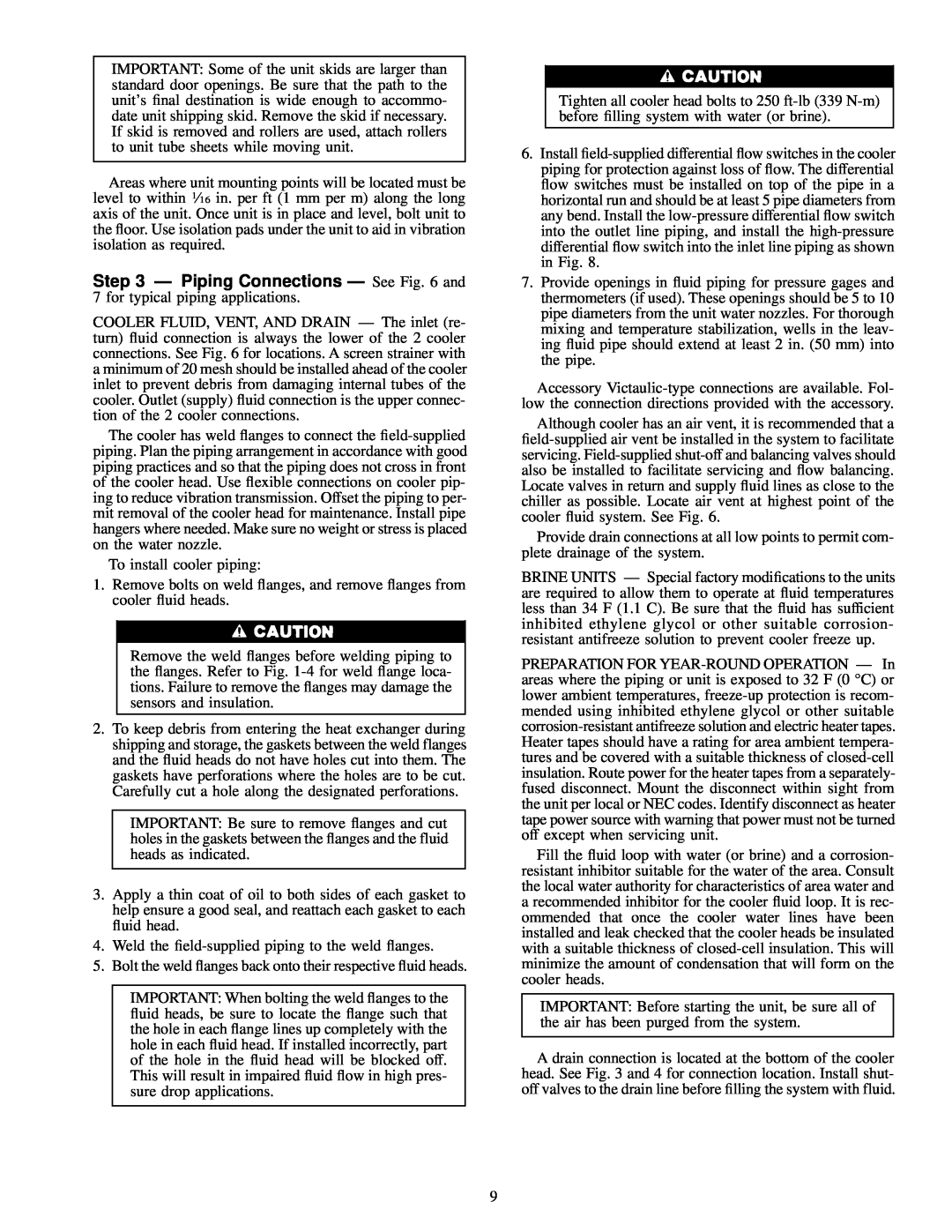Carrier 30HXA, HXC076-186 installation instructions To install cooler piping 