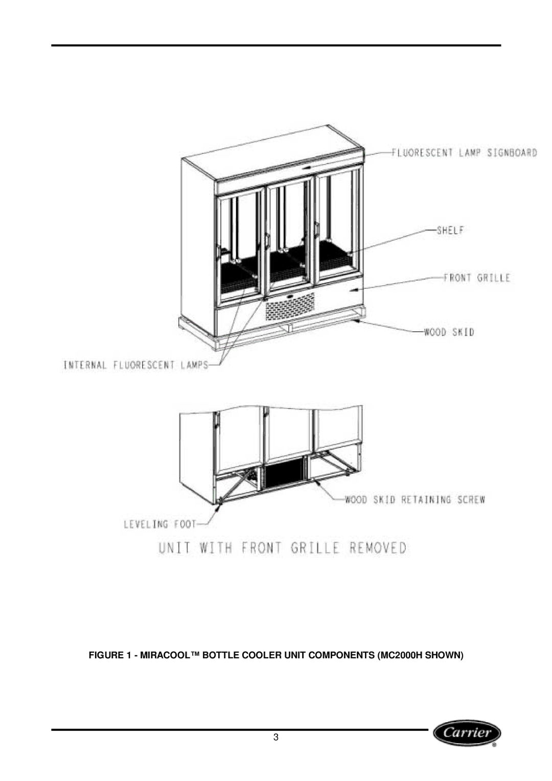 Carrier owner manual Miracool Bottle Cooler Unit Components MC2000H Shown 