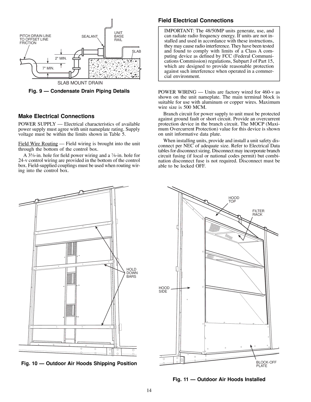 Carrier 48MPD, MPE62L-10R, 50MP62L-10R specifications Field Electrical Connections, Make Electrical Connections 