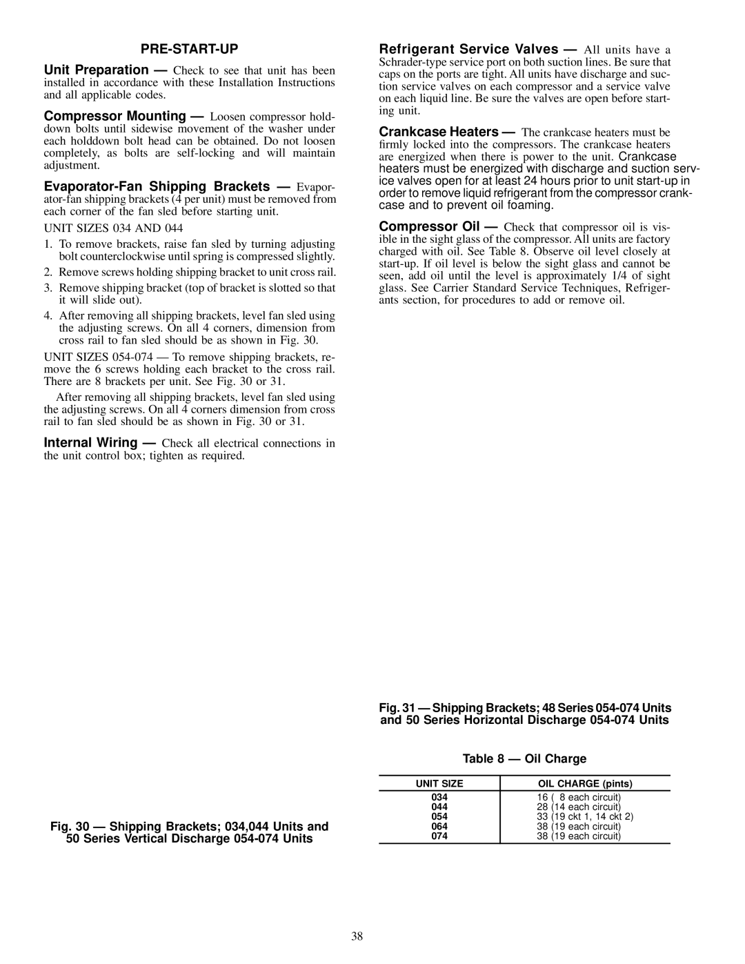 Carrier NP034-074 specifications Pre-Start-Up 