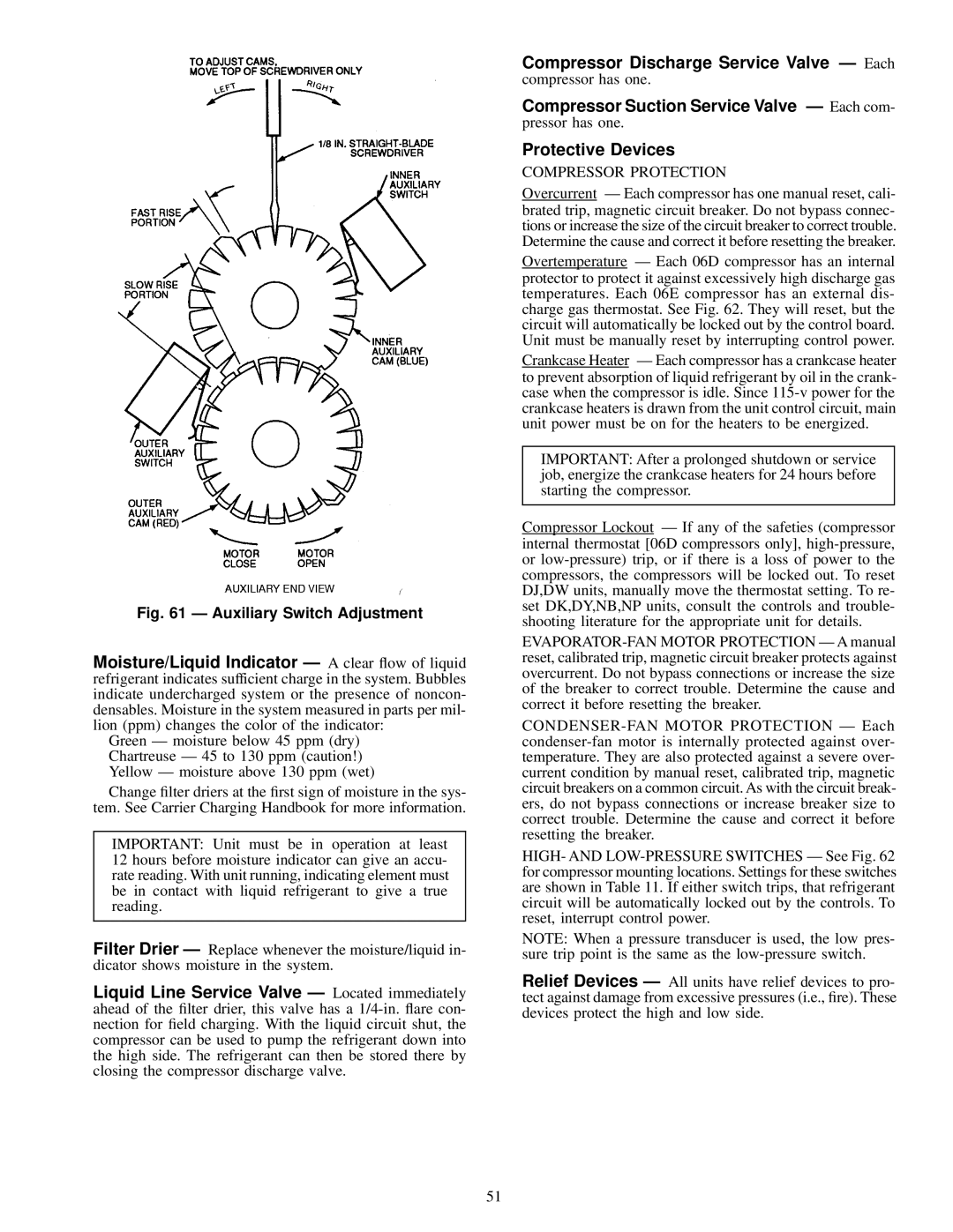 Carrier NP034-074 specifications Protective Devices, Compressor Protection 