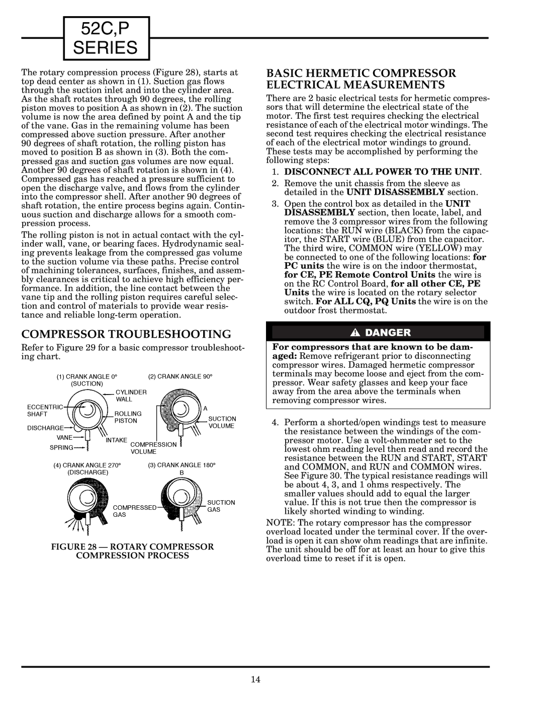 Carrier Compressor Troubleshooting, Basic Hermetic Compressor Electrical Measurements, Disconnect ALL Power to the Unit 