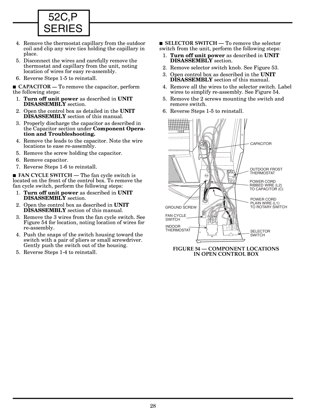 Carrier P, 52C manual Component Locations Open Control BOX 