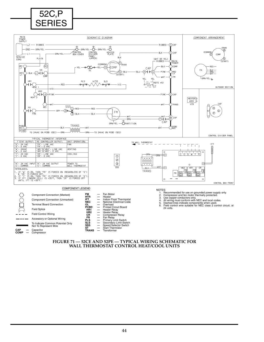 Carrier P, 52C manual Component Connection Marked Fan Motor 