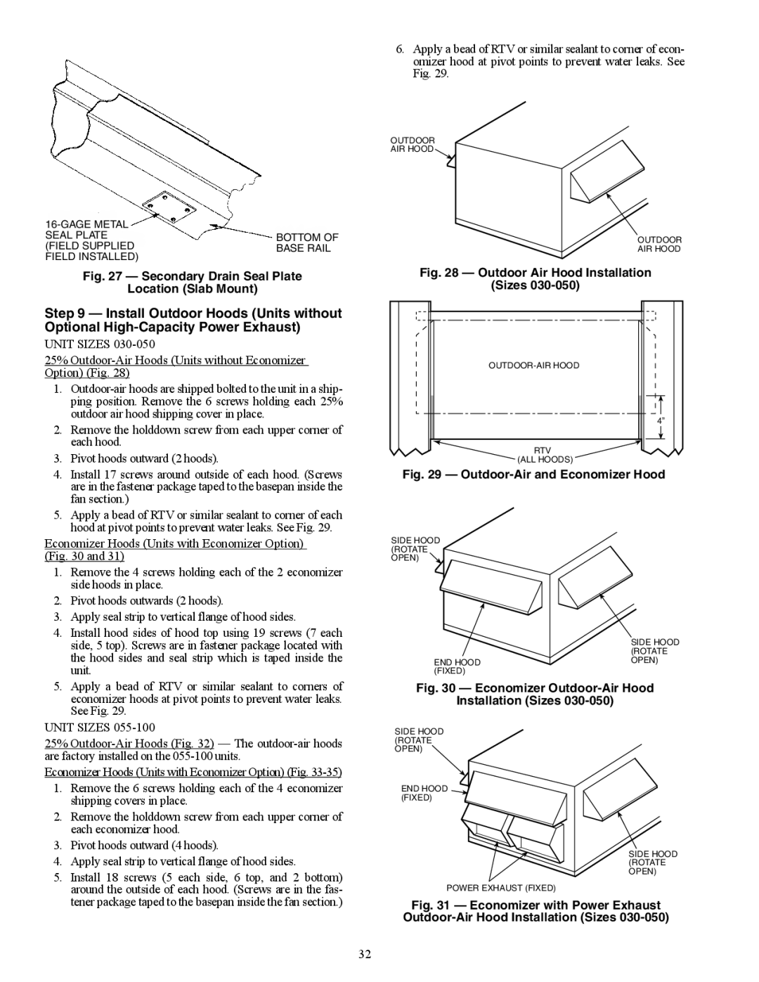 Carrier P5030-100, P3, 48P2, P4 installation instructions Secondary Drain Seal Plate Location Slab Mount 