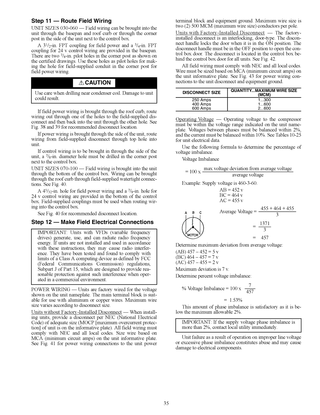 Carrier P4, P5030-100, P3, 48P2 installation instructions Route Field Wiring 