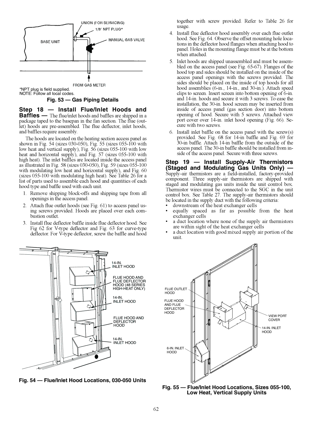 Carrier 48P2, P5030-100, P3, P4 installation instructions Gas Piping Details 