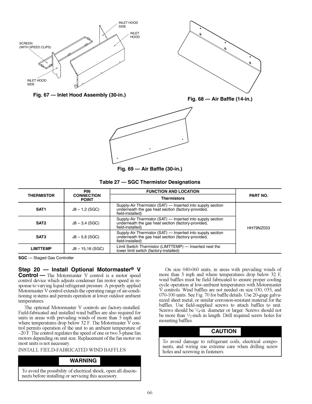 Carrier 48P2, P5030-100, P3, P4 installation instructions Inlet Hood Assembly 30-in 