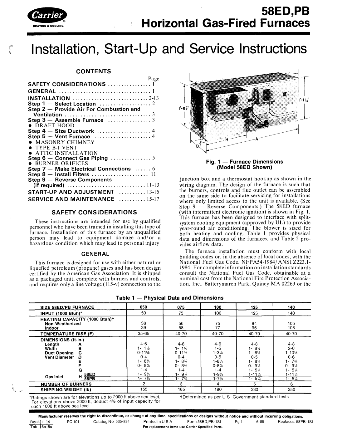 Carrier 58ED, PB manual 