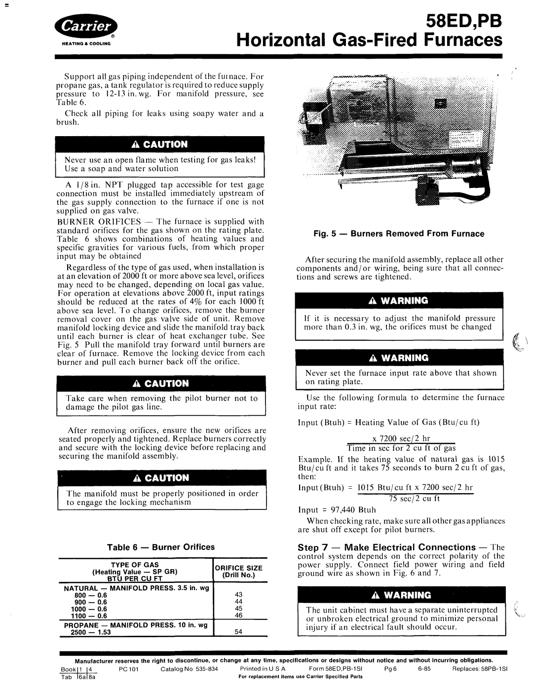 Carrier PB, 58ED manual 