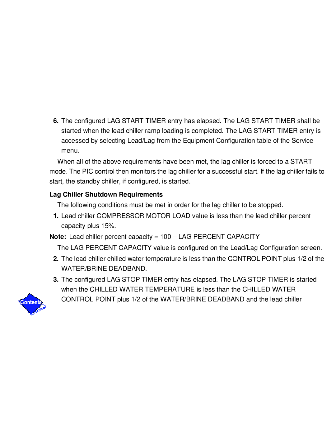 Carrier PC211 specifications Lag Chiller Shutdown Requirements, WATER/BRINE Deadband 