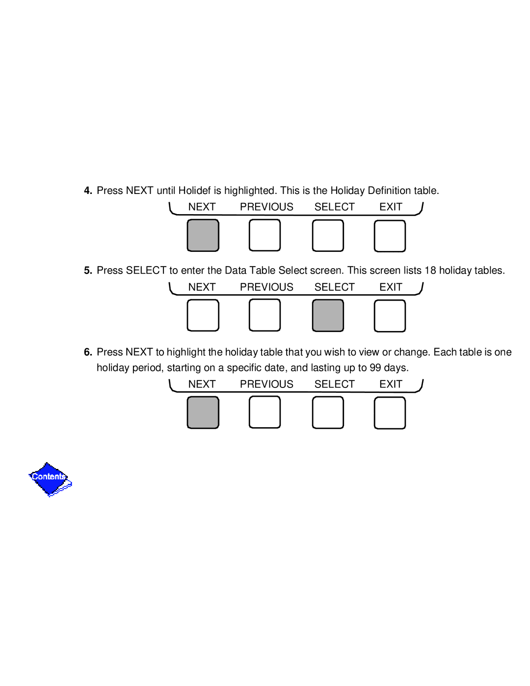 Carrier PC211 specifications Next Previous Select Exit 