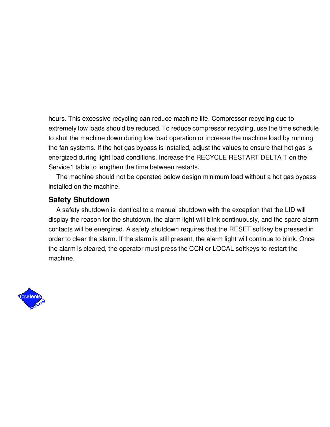 Carrier PC211 specifications Safety Shutdown 