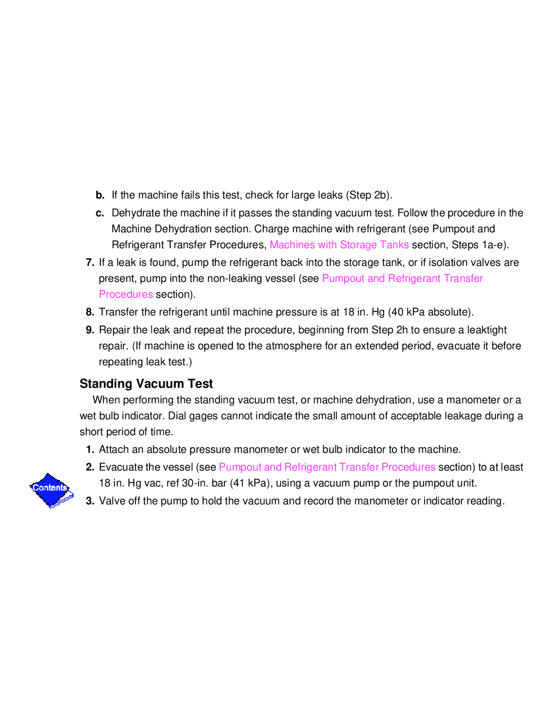 Carrier PC211 specifications Standing Vacuum Test 