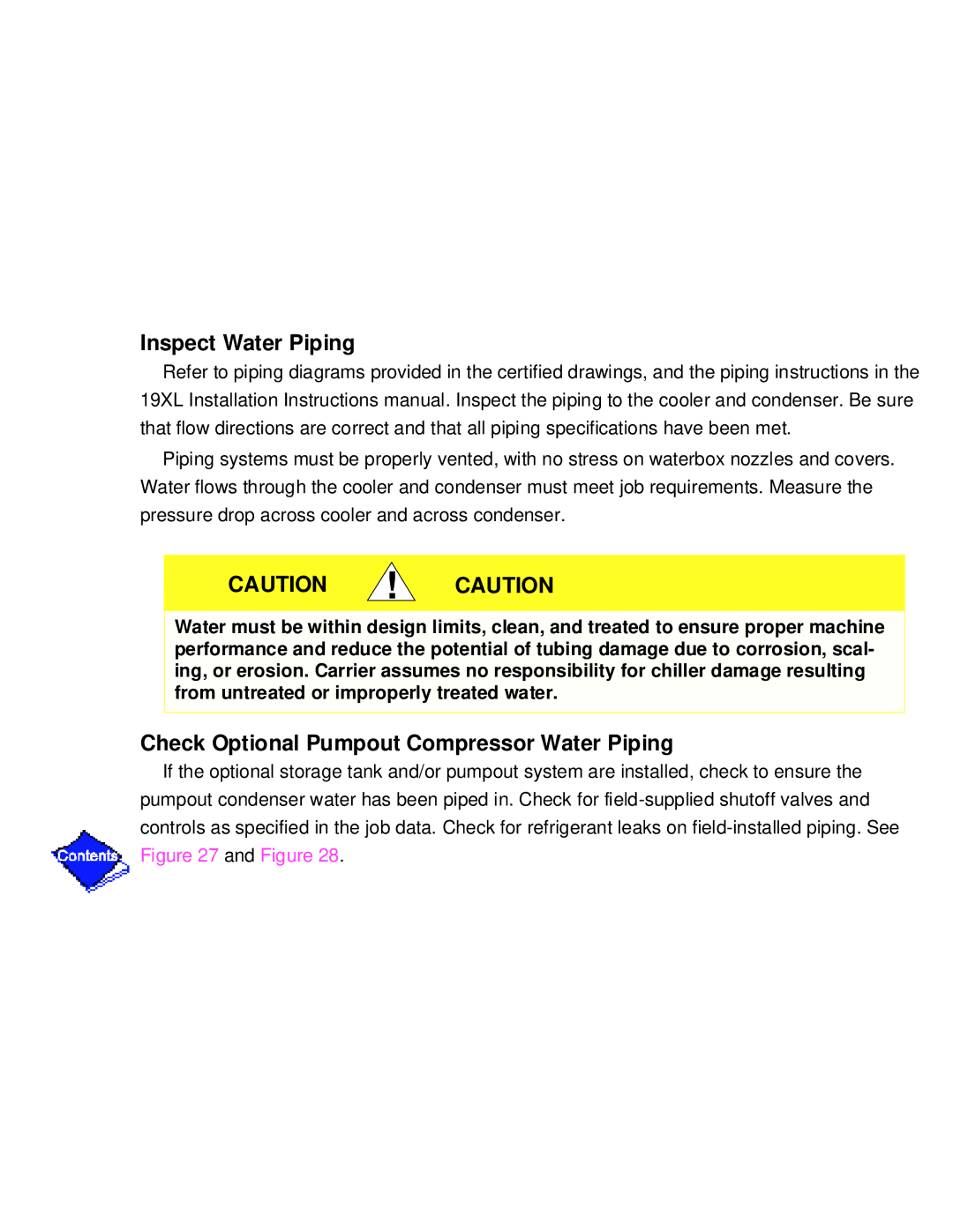 Carrier PC211 specifications Inspect Water Piping, Check Optional Pumpout Compressor Water Piping 