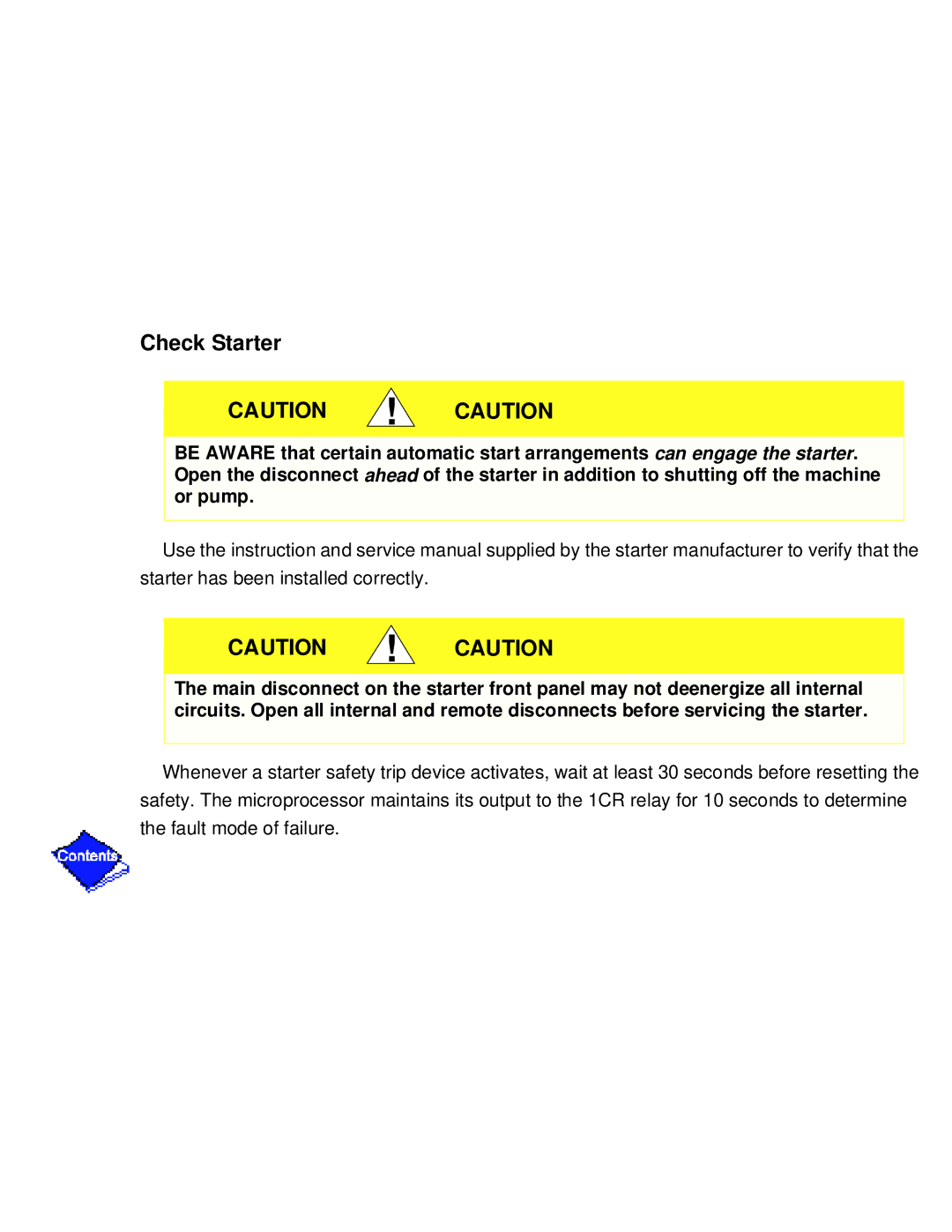 Carrier PC211 specifications Check Starter 