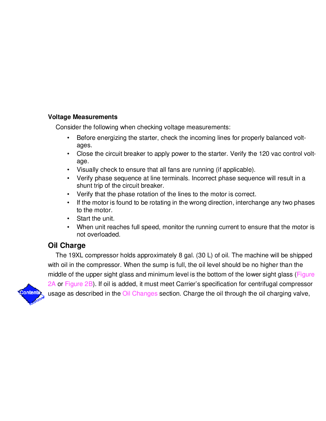 Carrier PC211 specifications Oil Charge, Voltage Measurements 