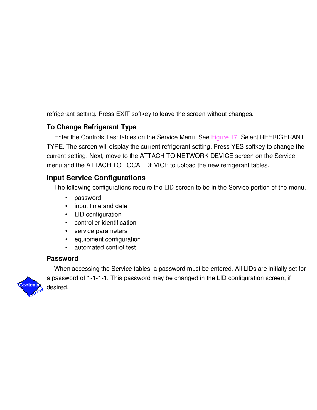 Carrier PC211 specifications To Change Refrigerant Type, Password 